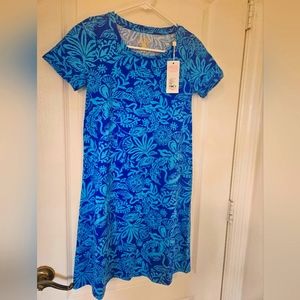 Lilly Pulitzer Cody Short Sleeve Martinique Blue Jungle Oasis Dress. Runs big.